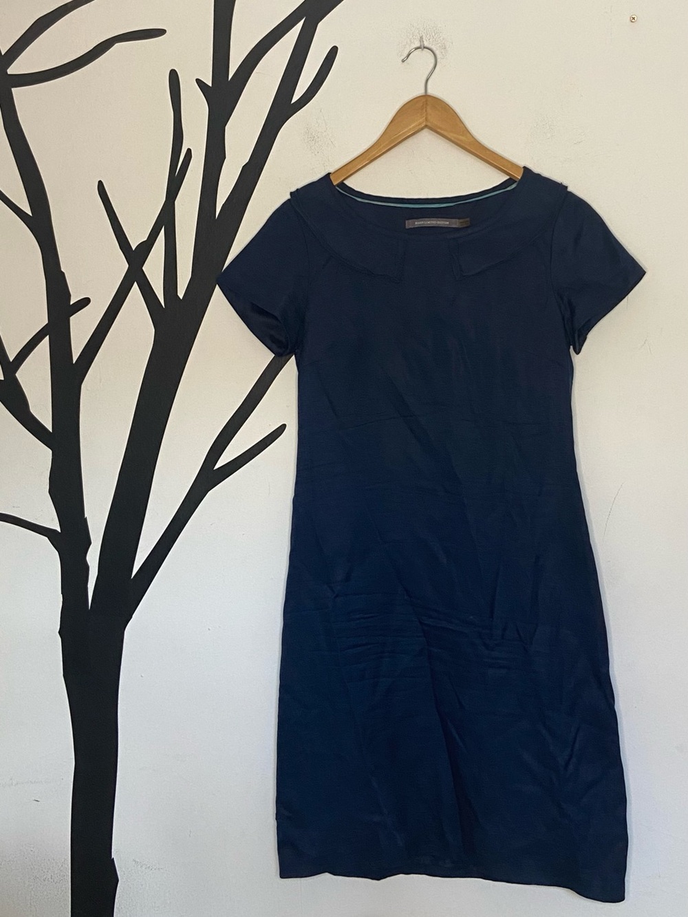 NWOT vintage navy silk blend Boden shift dress